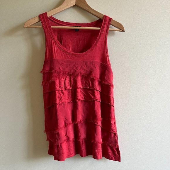 BANANA REPUBLIC TIERED‎ TANK TOP BOAT NECK WOMENS SIZE M RED - Picture 1 of 5